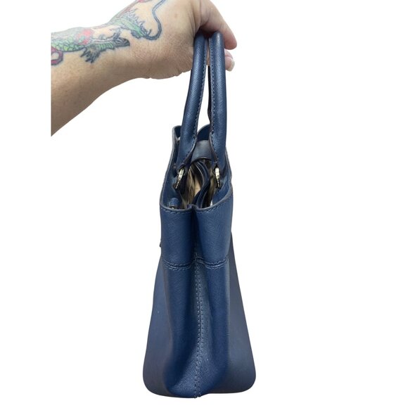 Michael Kors Womans Navy Blue Saffiano Leather Satchell Crossbody L SKU 9525 - Picture 9 of 16